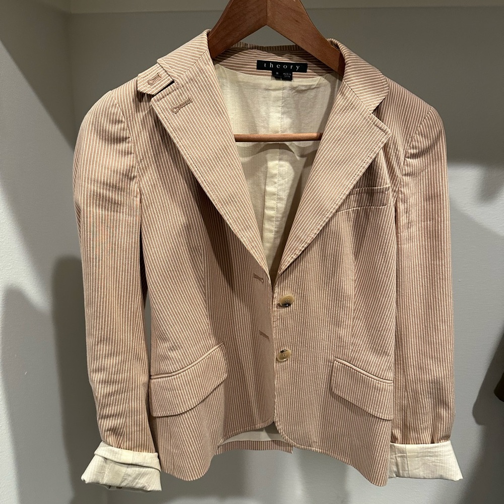 Theory striped seersucker-ish blazer